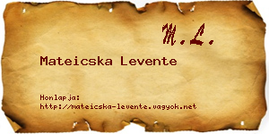 Mateicska Levente névjegykártya